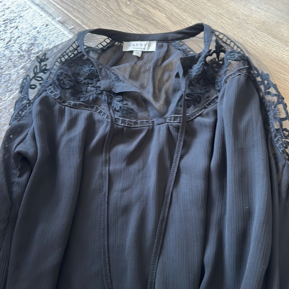 Black sheer sleeved blouse